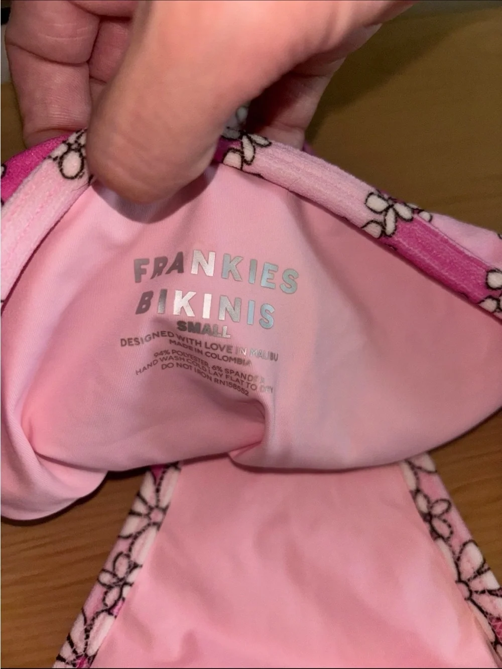 Frankie's Bikinis Pink Floral Keyhole One-Piece